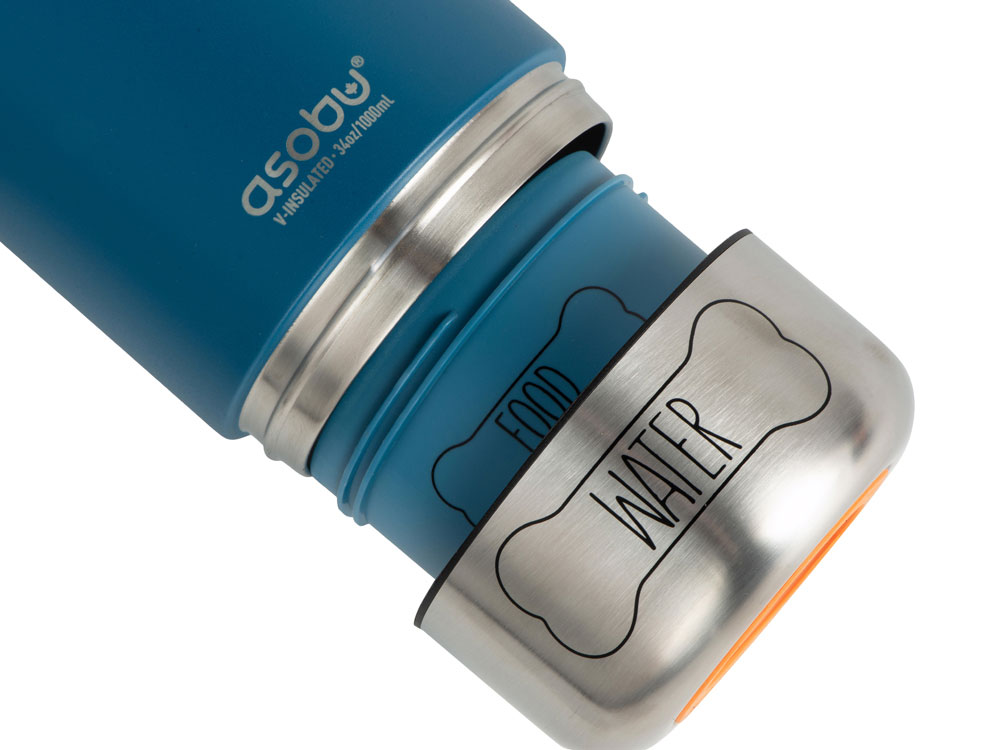 Вакуумный термос Buddy 3-в-1 со съемными мисками для питомцев, 1000 мл, синий-5