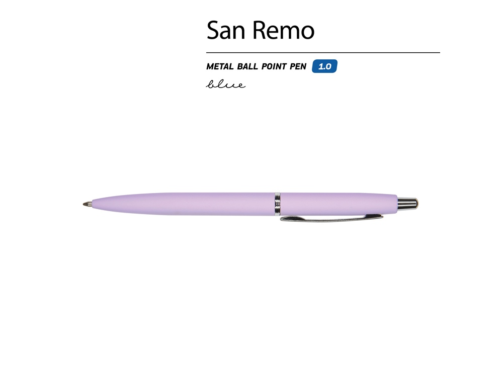 Ручка металлическая шариковая San Remo, софт-тач, 1.0 мм, сиреневый-1