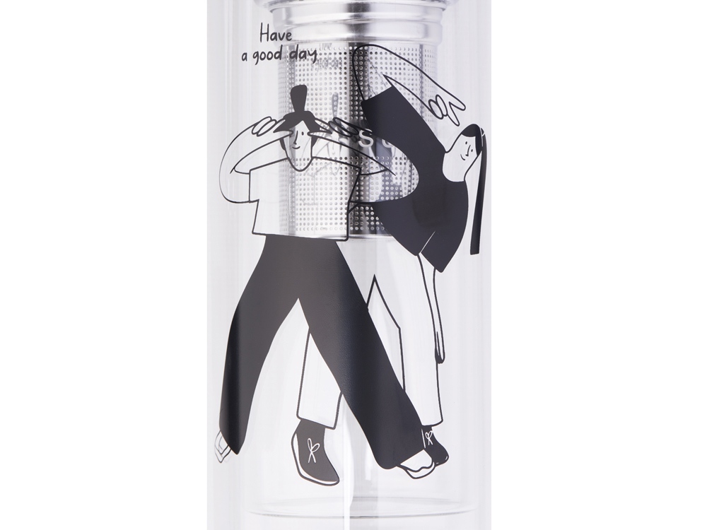 Стеклянная термобутылка Glassir, 500мл, черный (трафаретная печать круговая)-1