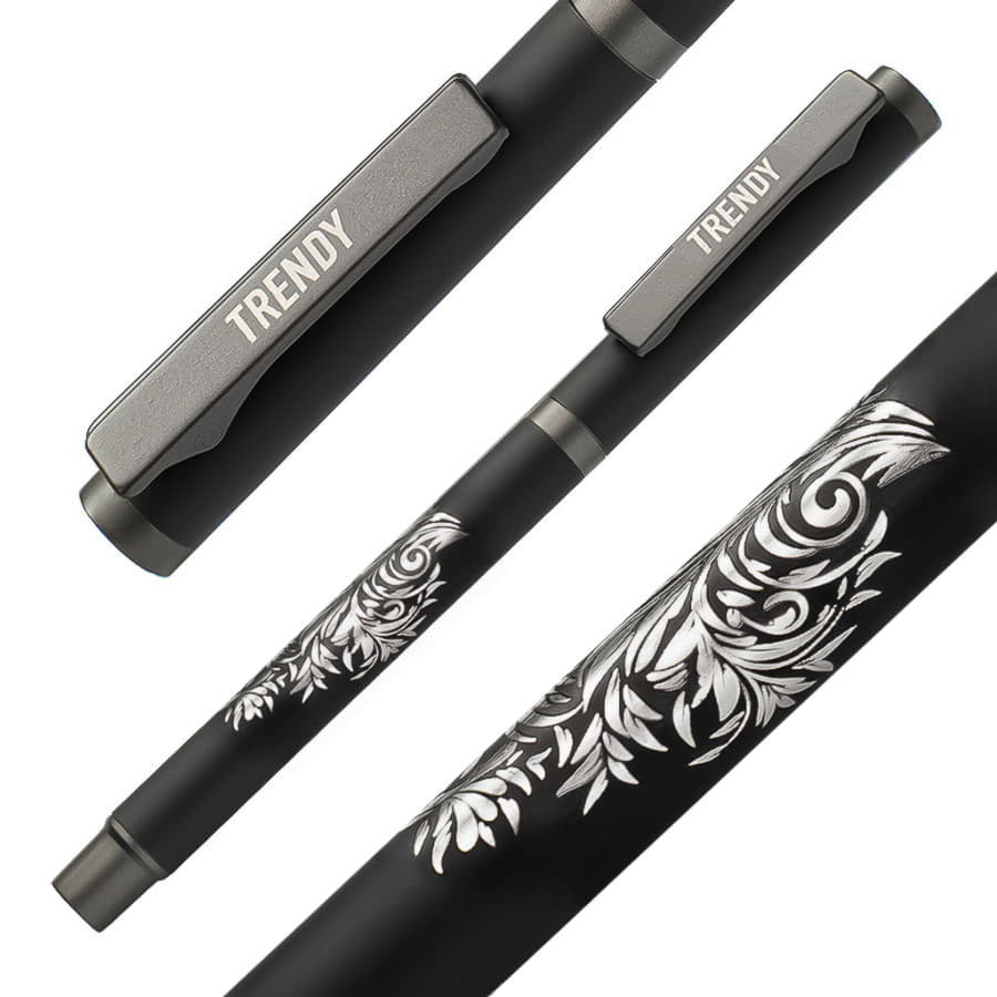 Ручка шариковая TRENDY, черный, серый-1
