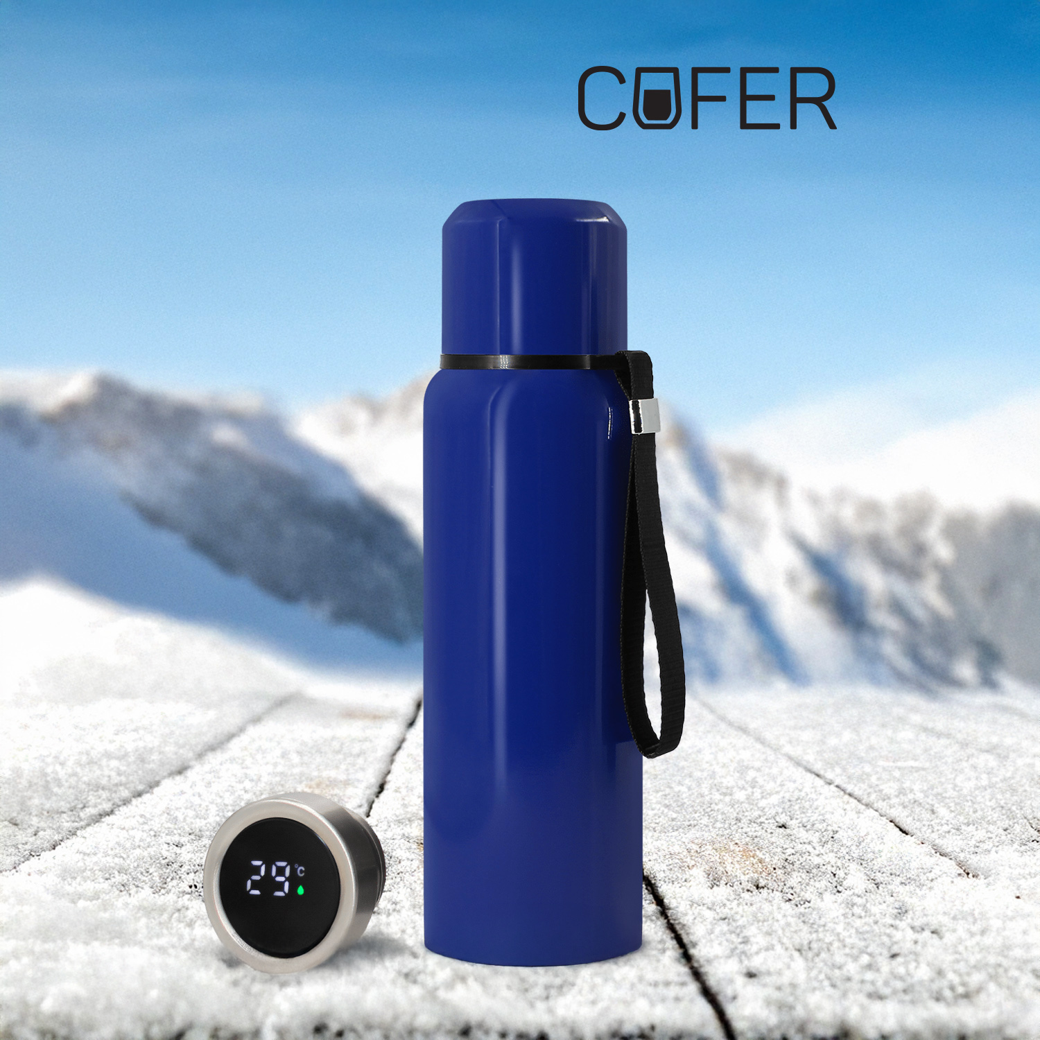 Термос S-travel New с датчиком температуры 600 мл. (синий)-0