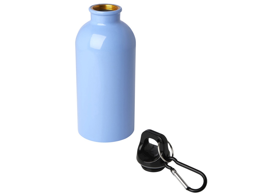 Одностенная бутылка для воды с карабином Oregon, изготовленная из нержавеющей стали, сертифицированной по стандарту RCS, объемом 400 мл - Cloud Blue-2
