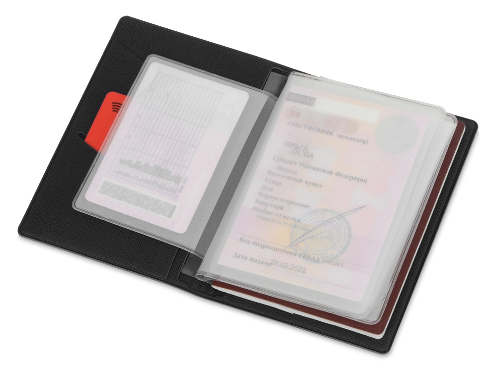 Классическая обложка для автодокументов Favor, черная-2