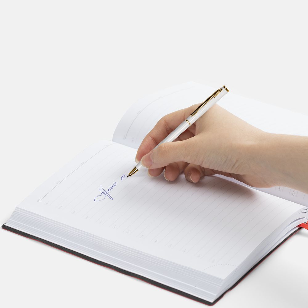 Ручка шариковая Hotel Gold, ver.2, глянцевая белая-2