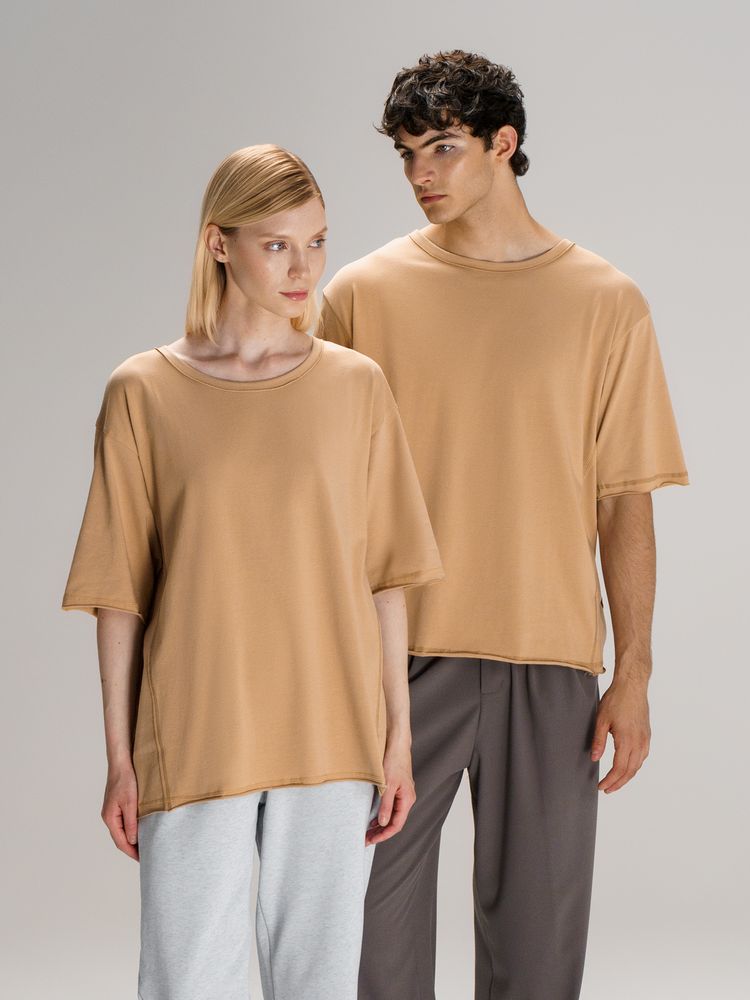 Футболка оверсайз унисекс Vozduh, бежевая-4