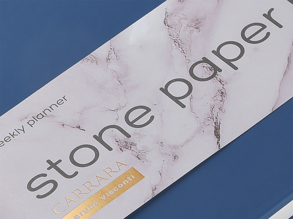 Еженедельник с каменной бумагой А5+ Carrara, темно-синий-6