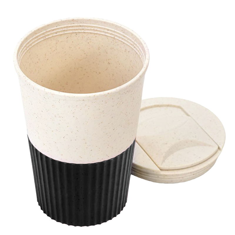 Термостакан пластиковый Wavy с манжетой, Чёрный-2