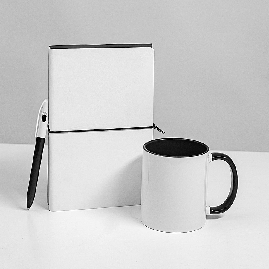 Набор подарочный WHITE VEIL: блокнот, ручка, кружка; белый/черный, белый, черный-1