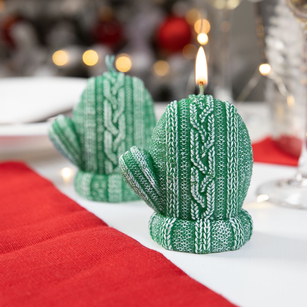 Свеча Kniteam, варежка, зеленая-2