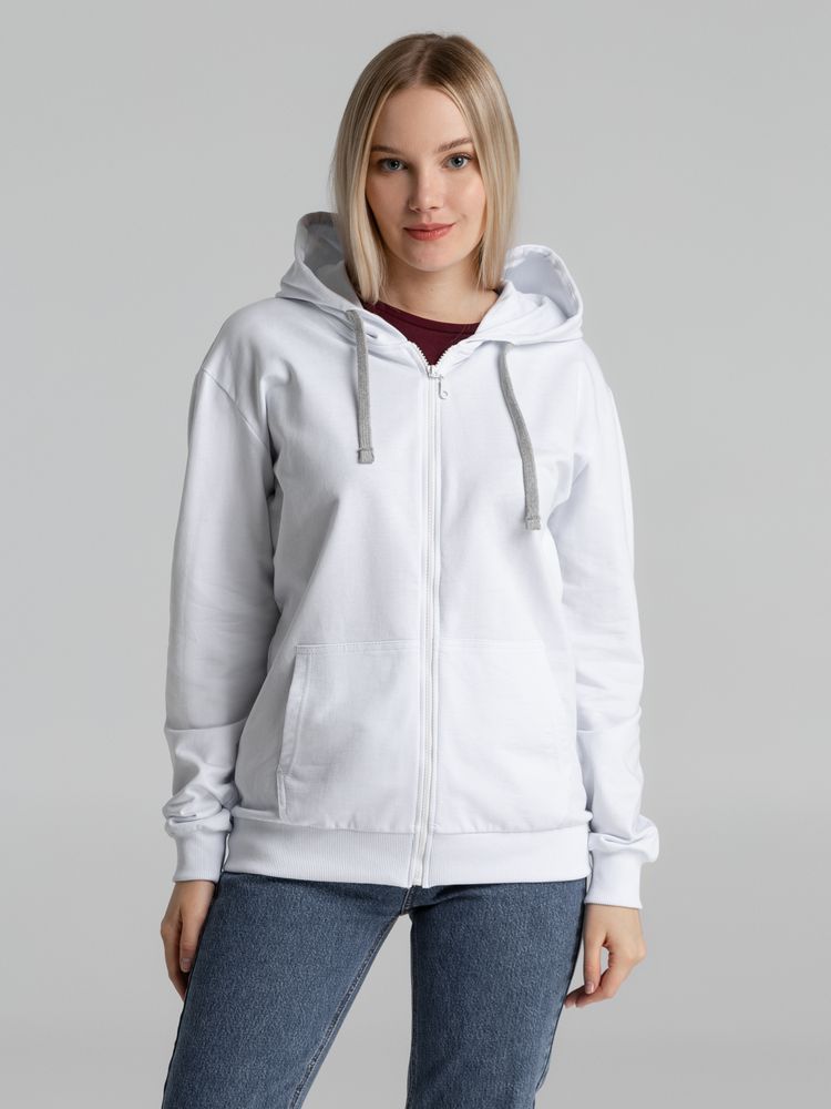 Толстовка на молнии с капюшоном Unit Siverga, белая-4