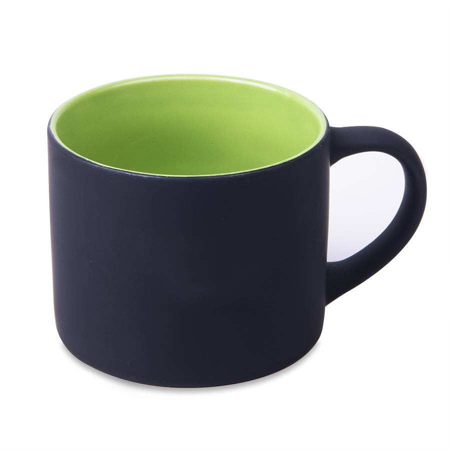 Кружка YASNA с покрытием SOFT-TOUCH, черный с зеленым, 310 мл, фарфор, черный, зеленый-0
