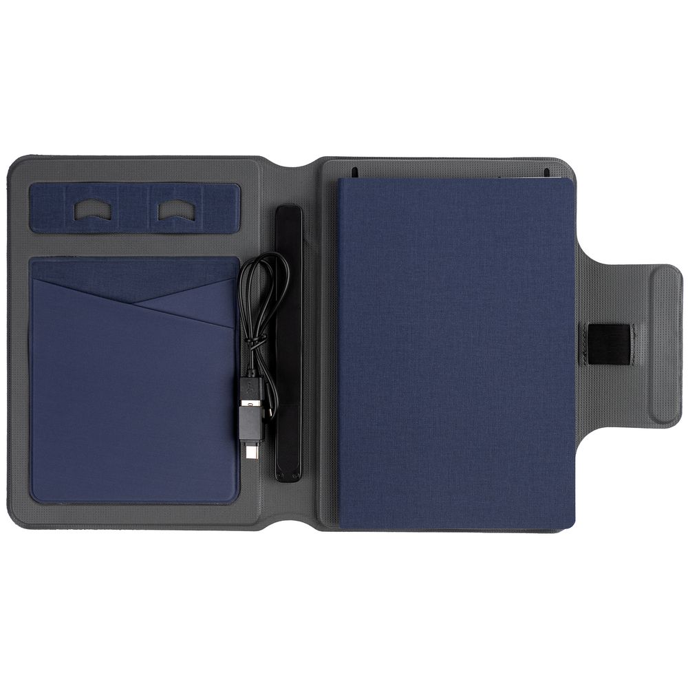 Органайзер с блокнотом и аккумулятором Oiro, синий-2