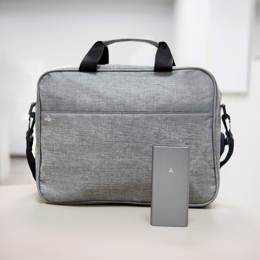 Подарочный набор BUSINESS: сумка для документов, внешний аккумулятор, серый, серый-1