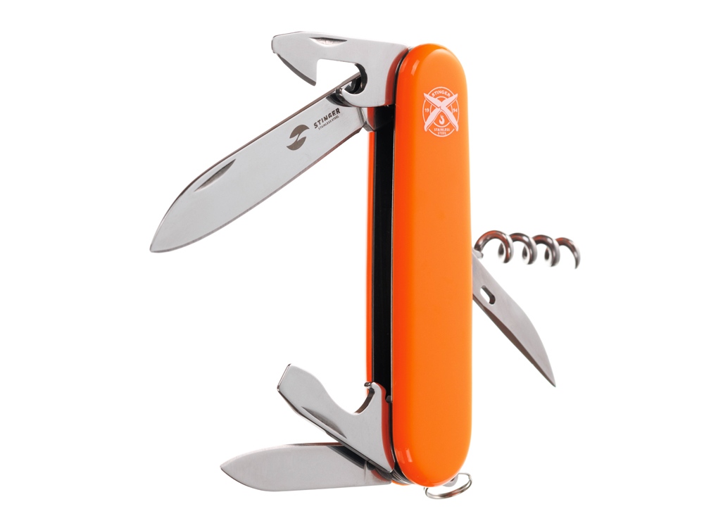 Нож перочинный Stinger, 90 мм, 11 функций, материал рукояти: АБС-пластик (оранжевый)-2