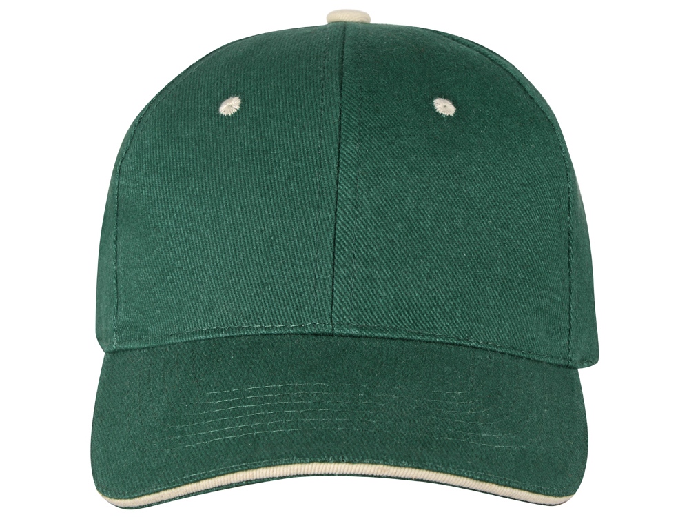 Бейсболка New Castle 6-ти панельная, зеленый/натуральный-4