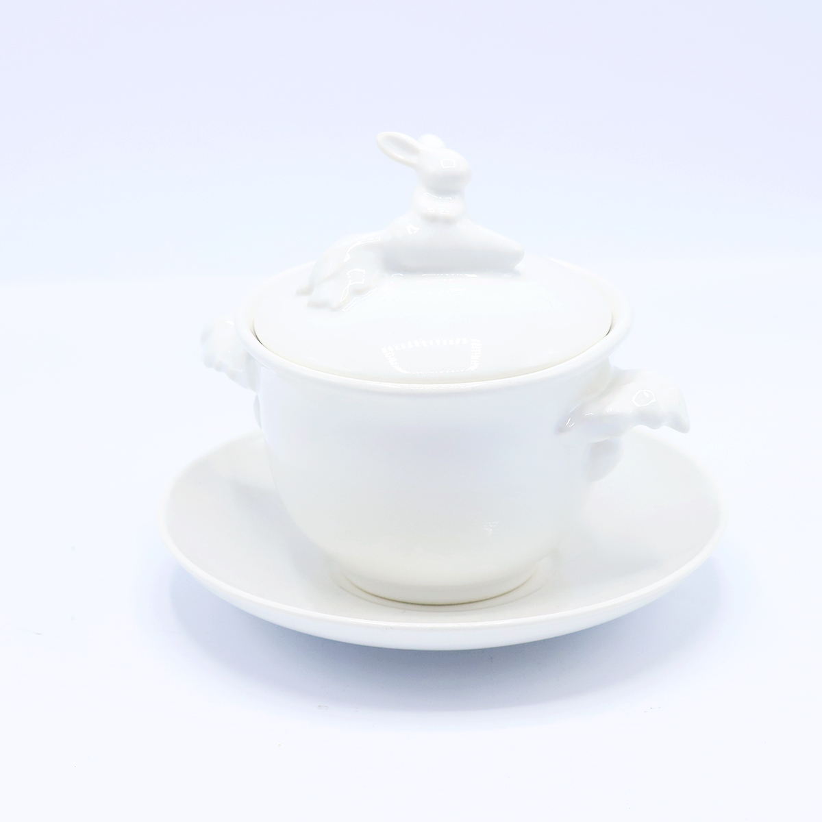 Бульонница &amp;quot;Кролик - Везунчик&amp;quot; с тарелкой, Белый-0
