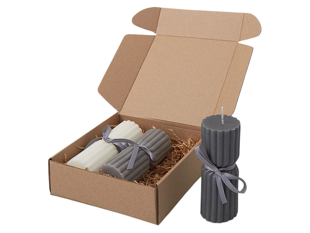 Набор свечей с гранями Vela, темно-серый, белый-2