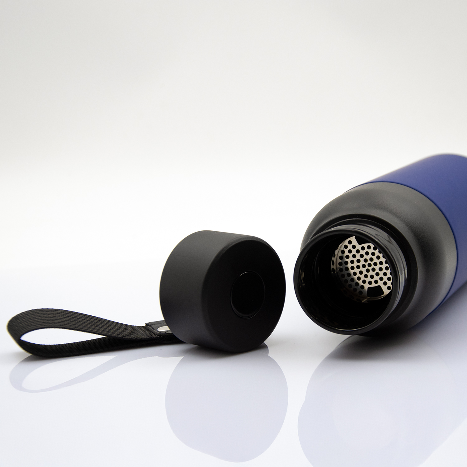 Термобутылка Button Black (черный с синим)-5