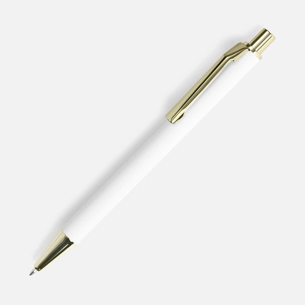 Ручка шариковая Lobby Soft Touch Gold, белая-0
