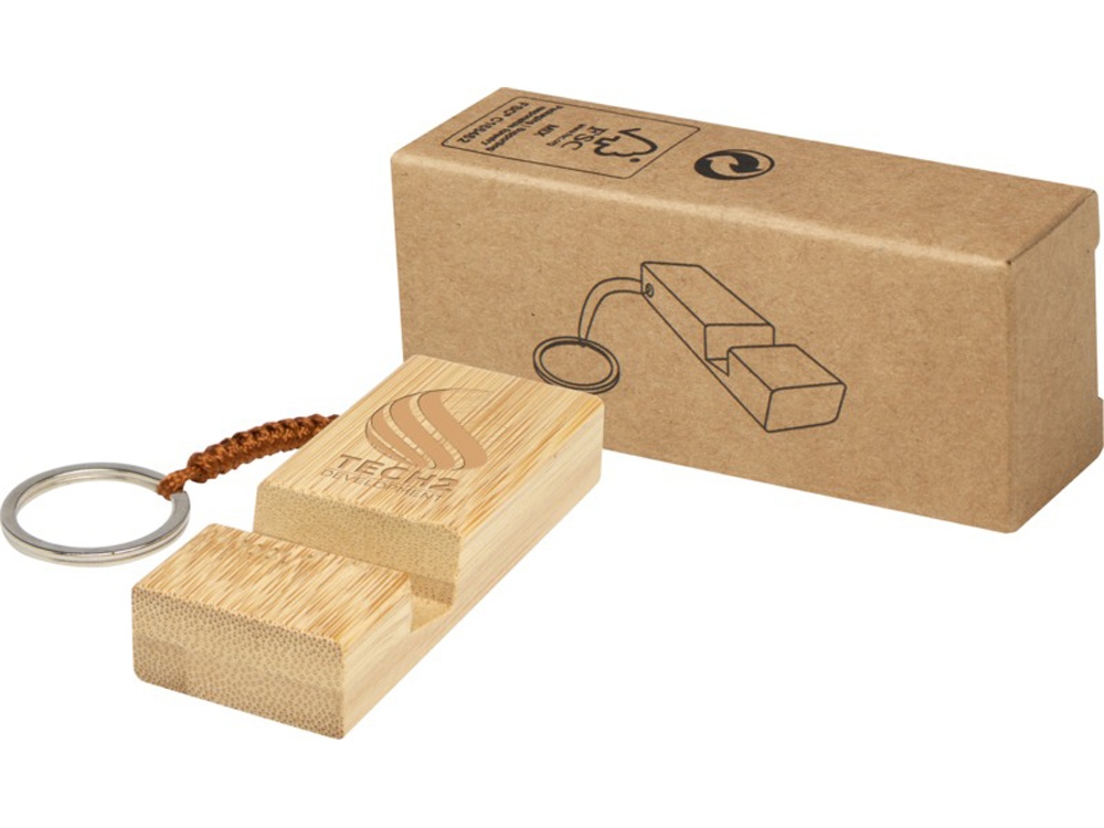 Bosona бамбуковый держатель для мобильного телефона с брелком, натуральный-5