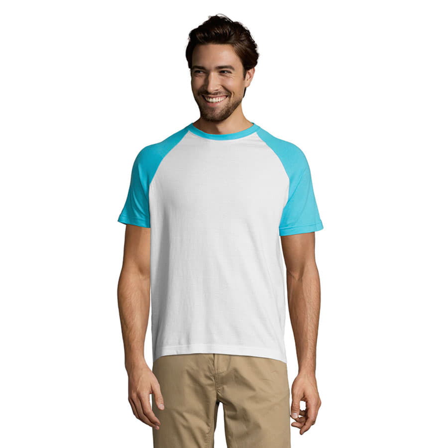 Футболка мужская FUNKY 150, бирюзовый, белый-3