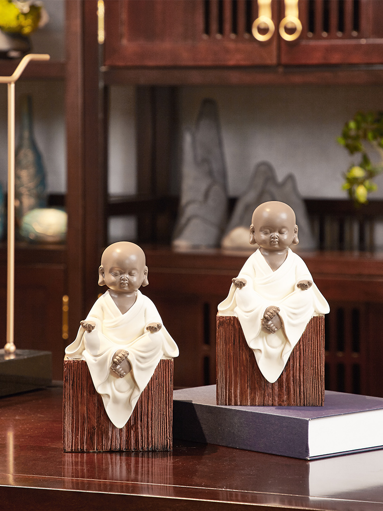 Набор статуэток &amp;quot;Маленькие монахи&amp;quot;, Шоколадный/бежевый-1