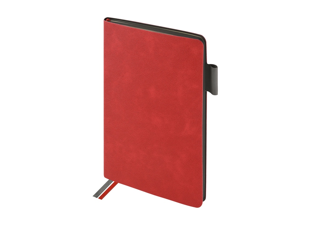 Блокнот А5 Boston, красный с серым срезом-1