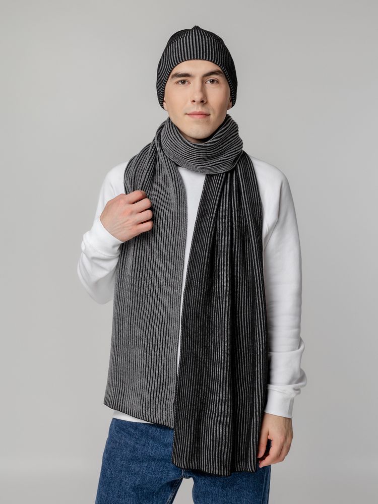 Шарф Nobilis, черный с серым меланжем-5