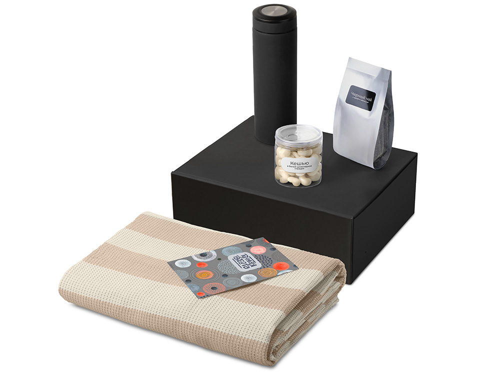 Подарочный набор Re:y. Warm с пледом, термосом и чаем-1