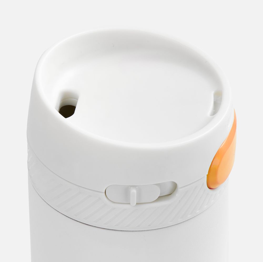 Термостакан X1 с цветной кнопкой, белый с оранжевым-1