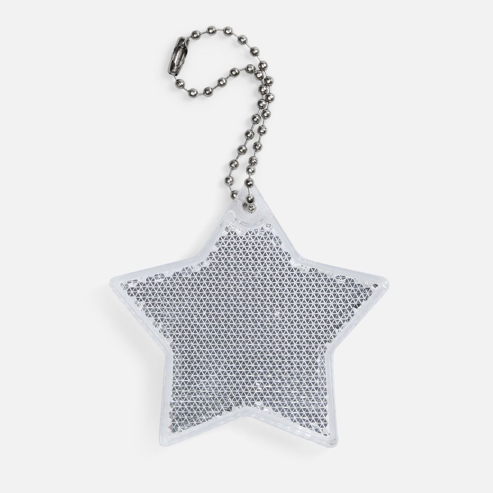 Пешеходный светоотражатель с цепочкой «Звезда», белый-1