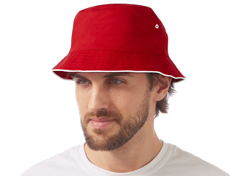 Панама с контрастной окантовкой , красный/белый-1