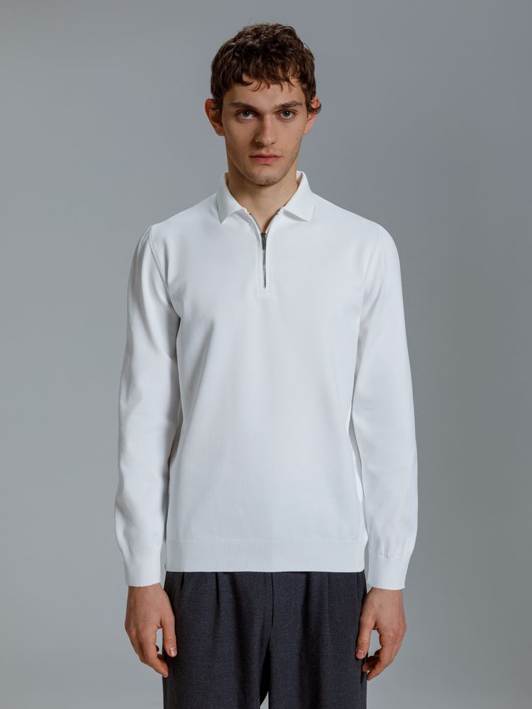 Рубашка поло мужская с длинным рукавом Terrazzo, белая-0