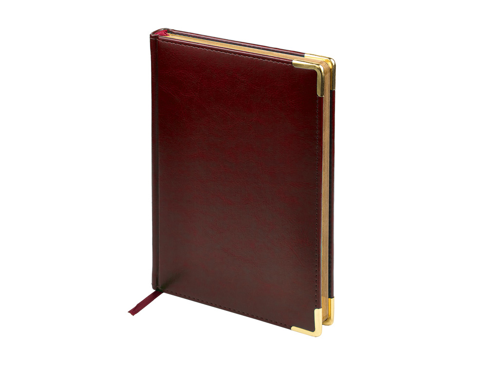 Ежедневник недатированный А5 Sidney Nebraska, бордовый (золотой обрез, золотые уголки)-0
