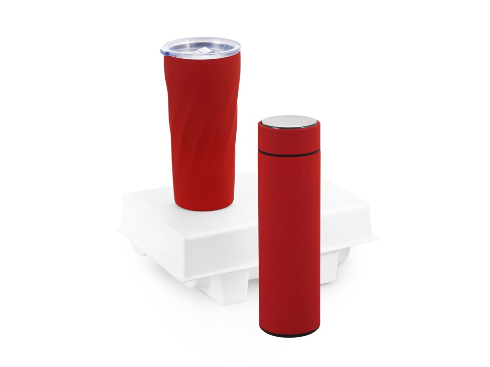 Подарочный набор FAMILY с термосом и термокружкой, красный-0