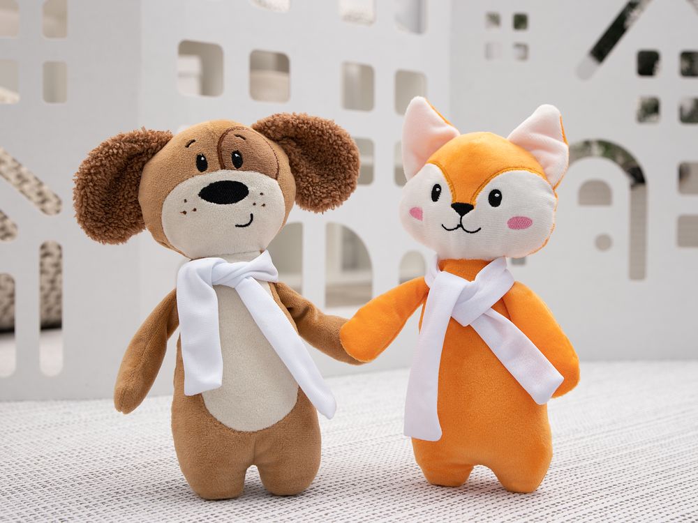 Мягкая игрушка Beastie Toys, собачка с белым шарфом-2