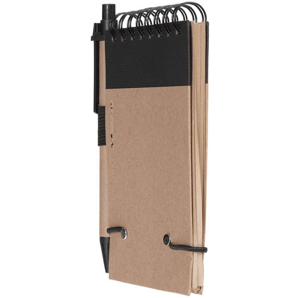 Блокнот на кольцах Eco Note с ручкой, черный-3
