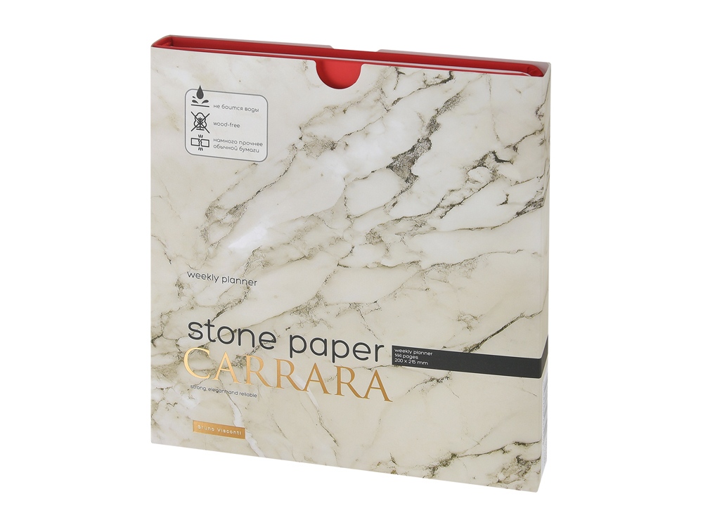 Еженедельник с каменной бумагой А5+ Carrara, красный-8
