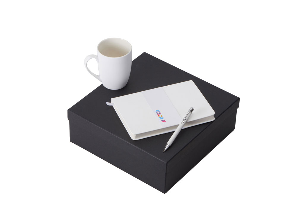 Подарочный набор с блокнотом С2, металлической ручкой и кружкой, белый-0