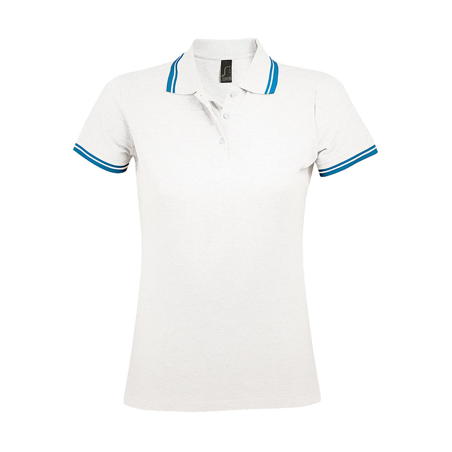 Поло женское PASADENA WOMEN 200, белый, голубой-0