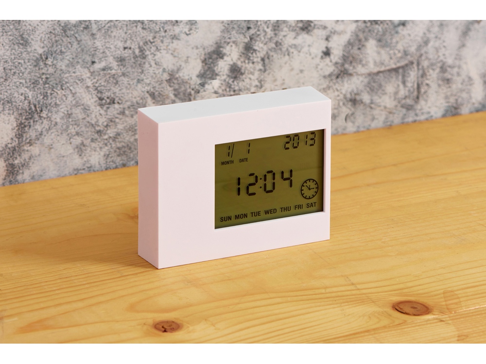 Настольные электронные мультифункциональные часы Rotatio с подсветкой, белый-9