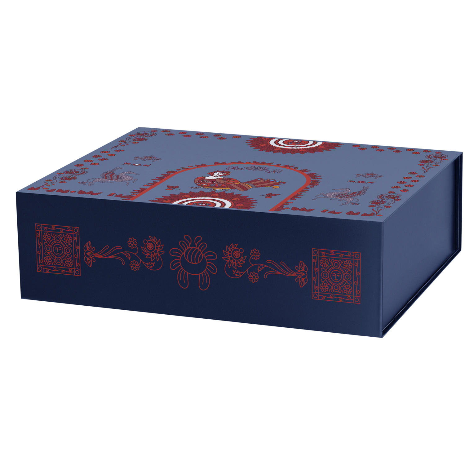 Подарочная коробка-трансформер большая, синяя-6