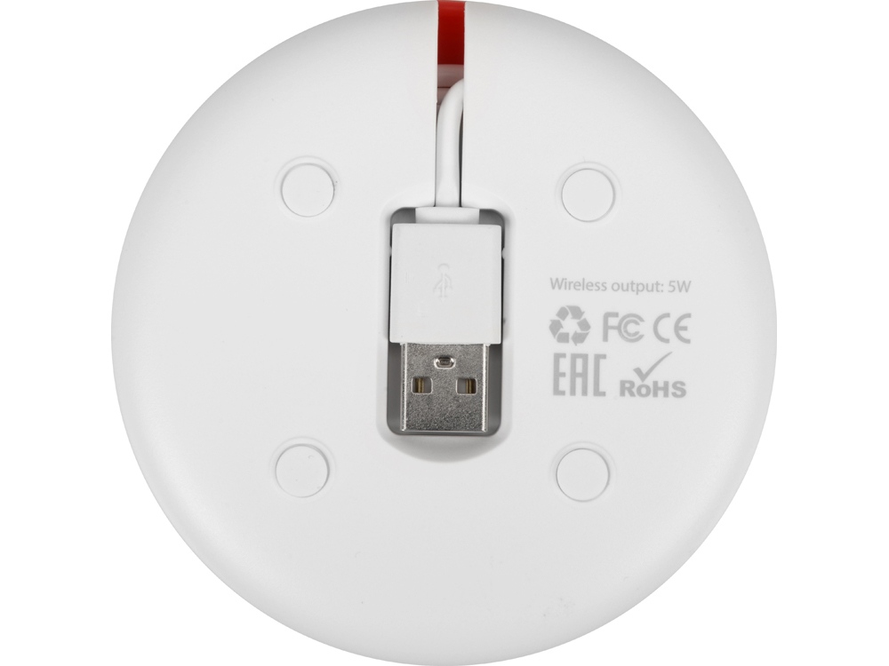 Беспроводное зарядное устройство со встроенным кабелем 2-в-1 Disc, красный-7