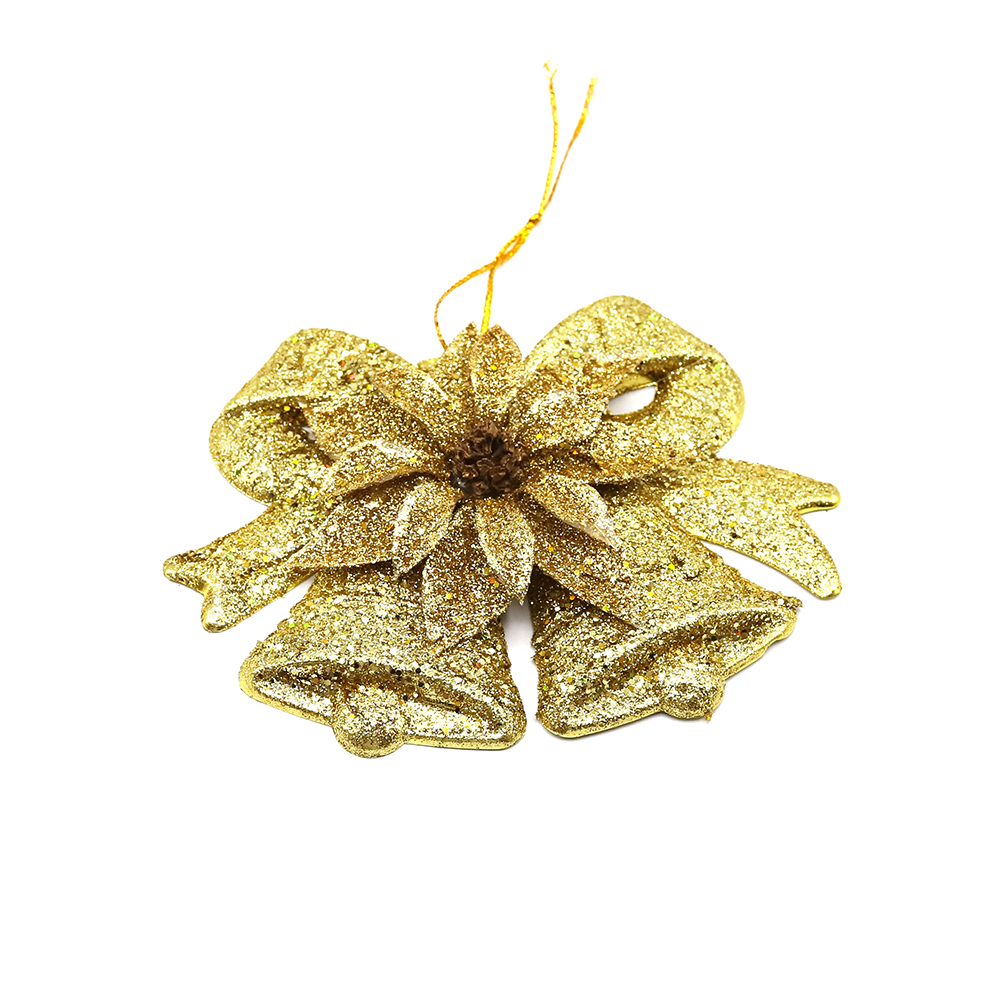 Пластиковое украшение - колокольчики золотистые, Золотой-0