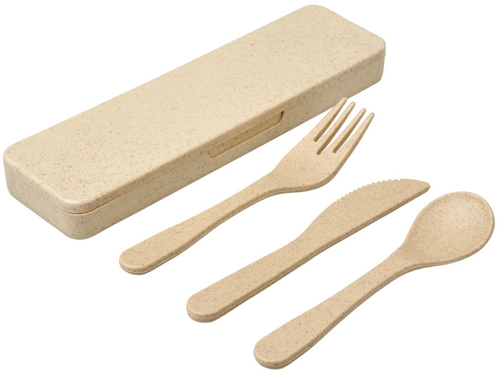 Набор столовых приборов Bamberg из бамбукового волокна, бежевый-0