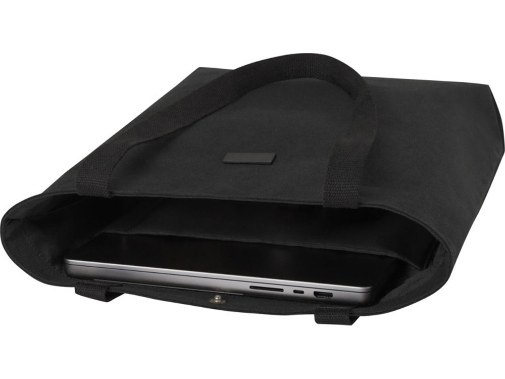 Универсальная эко-сумка Joey из холста, объемом 14 л, сплошной черный-4