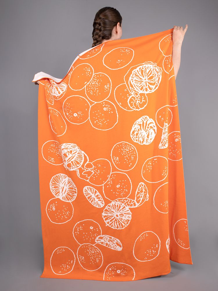 Плед Citrion, оранжево-белый-0