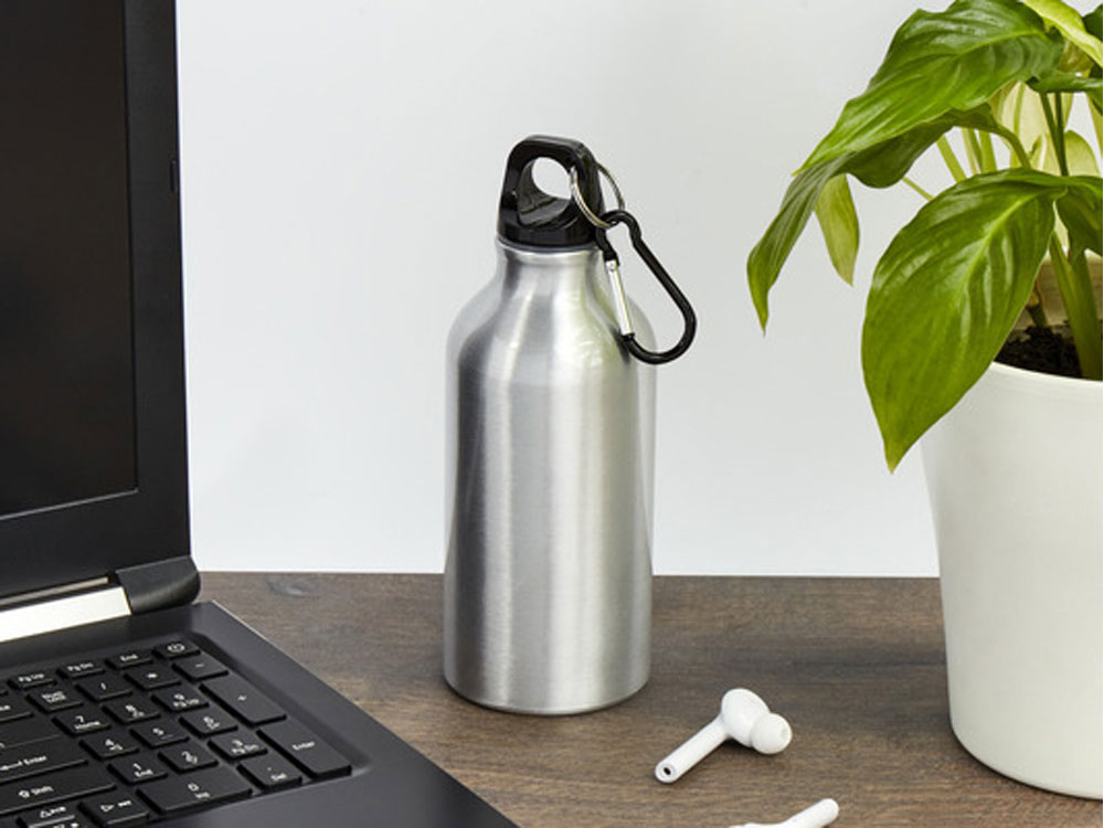 Бутылка для воды с карабином Oregon, объемом 400 мл, белый-3