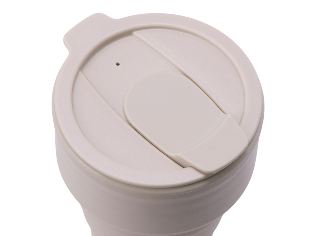 Силиконовый складной стакан GoCup, бежевый-5