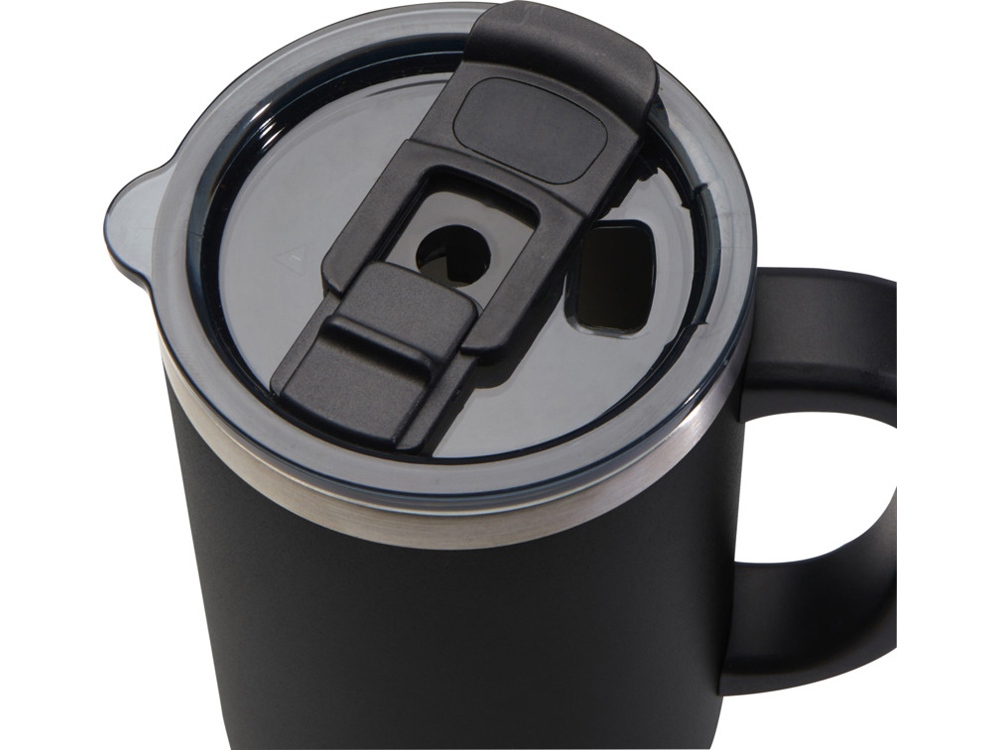 Sydney медная кружка с двойными стенками, сертифицированная согласно RCS, с вакуумной изоляцией и соломинкой, 1200 мл - сплошной черный-4